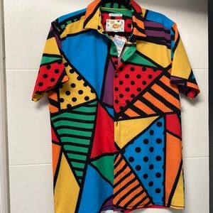 Oh Snap 90’s Vintage Multi Colored Men’s Short Sleeve button down shirt.